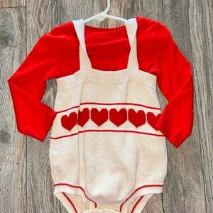 Cat & Jack Red and Cream Bodysuit